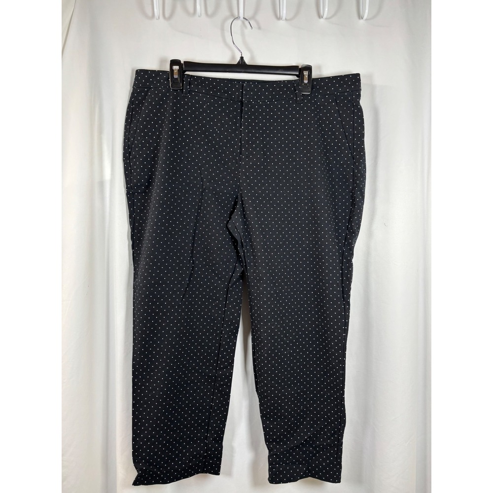 Old Navy Harper Mid-Rise Polka Dot Ankle Pants Black White Womens 16 Regular